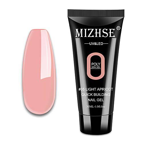 MIZHSE Poly Nail Extension Gel Nude Color Builder Gel Professional Enhancement Nail Thickening Tool for Starter (30ML-Light apricot)
