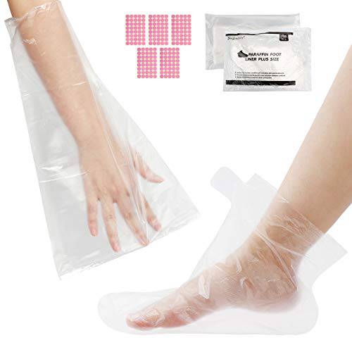 Segbeauty Paraffin Wax Bags for Hands & Feet, 100 Counts Plastic Paraffin Wax Liners, Disposable Therapy Wax Refill Sock Glove Paraffin Bath Mitt Cover for Therabath Wax Treatment Paraffin Wax Machine