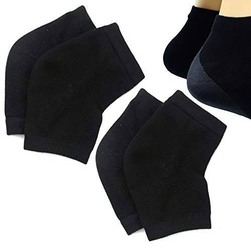 Makhry 2 Pairs Moisturizing Silicone Gel Heel Socks for Dry Hard Cracked Skin Open Toe Comfy Recovery Socks Day Night Care (Black)