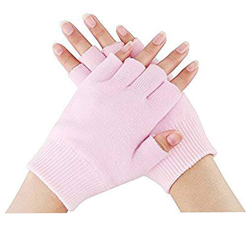 EXPER Moisturizing Gel Gloves Day Night Relief from Eczema and Dry, Rough, and Cracked Hands Thermoplastic Gel Lining with Essential Oils and Vitamins E (Pink)