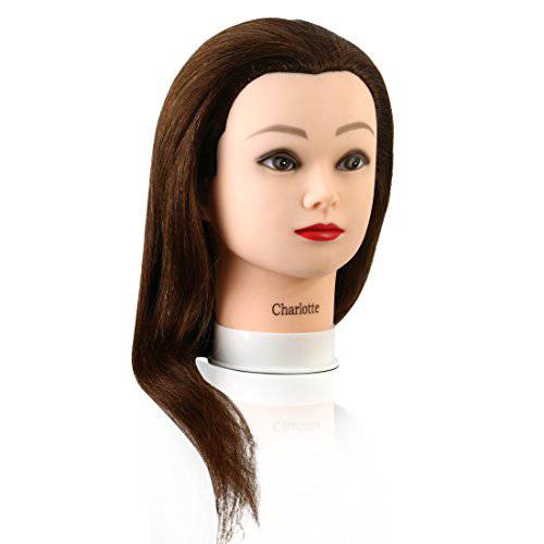 Mannequin Head with 100% Human Hair, 24 Inches Long, Auburn Shade, Hands-On Practice for Cosmetology and Hairdressing Students, by Adolfo Design