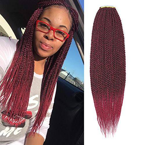 Senegalese Twist Crochet Hair, 8 Packs 18 Inch Small Senegalese Crochet Twist Hair, Synthetic Crochet Braids, Pre Looped Mini Twist Crotchet Hair For Black Women,Low Temperature Hair(18“, 1B)