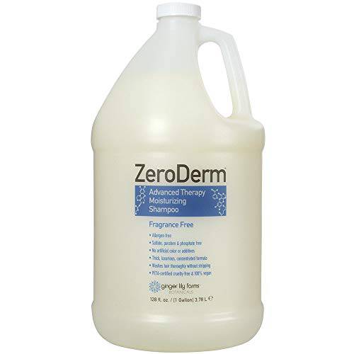 Ginger Lily Farms Botanicals ZeroDerm Advanced Therapy Moisturizing Shampoo for All Hair Types, 100% Vegan & Cruelty-Free, Fragrance Free, 1 Gallon (128 Fl. Oz.) Refill