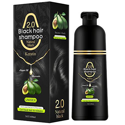 Black Hair Dye Shampoo for Men and Women, 400ml: Permanent Black Hair Dye Shampoo for dark hair with Natural ingredients, Ammonia-free black hair dye shampoo