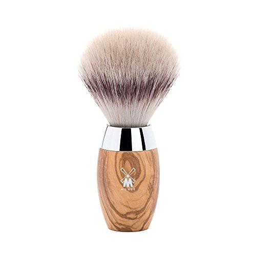 MÜHLE KOSMO Olive Wood Silvertip Fiber Shaving Brush - Synthetic Luxury Shave Brush for Men, Rich Lather