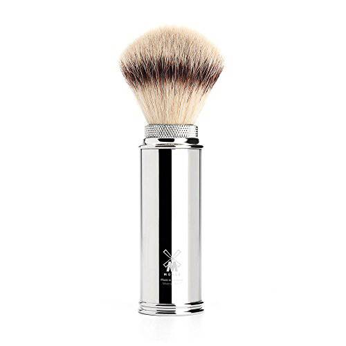 Muhle Synthetic Silvertip Fibre Travel Shaving Brush with Nickel Plated Handle