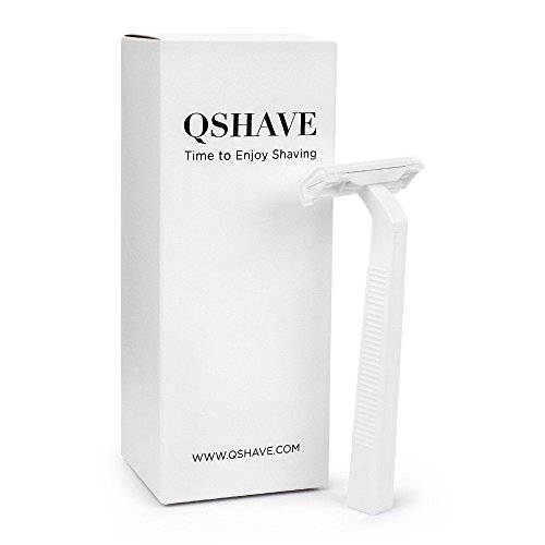 QSHAVE Men’s Disposable Razor Shaver with Double Layer Blade, 10 Count (White)