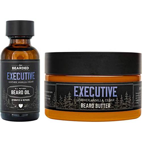 Live Bearded Beard Oil and Beard Butter Grooming Kit - 1880 - All-Natural Ingredients with Shea Butter, Argan Oil, Jojoba Oil and More - Beard Growth Support - Made in the USA