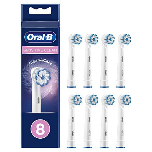 Oral-B Sensitive Clean Replacement Brush Heads x 8 Original Refill for Electric Toothbrush, White, 200 Gram