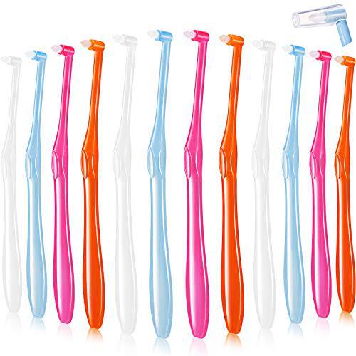 Interdental Brushes, Tooth Stain Remover Tufted Toothbrush End Tuft Tapered Trim Toothbrush Soft Trim Toothbrush Single Interspace Brush for Implants Teeth Detail Cleaning Supplies (12 Pieces)