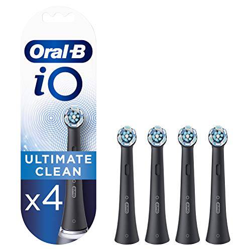Oral-B iO Ultimate Clean Electric Toothbrush Head, Twisted & Angled Bristles for Deeper Plaque Removal, Pack of 4, Black