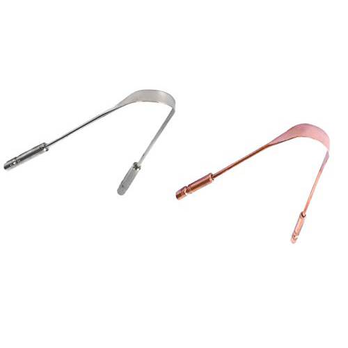 Copper and Stainless Steel Tongue Cleaners with Comfort Grip 2 Pack