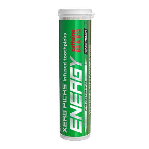 Xero Picks ENERGY Infused Flavored Toothpicks with Caffeine, B12 and B6-60 Picks (3 Packs) (Cherry)