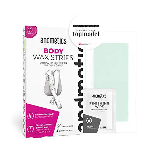 andmetics BODY wax strips: Cold wax depilation strips body - for smooth skin for up to 4 weeks - 20 applications