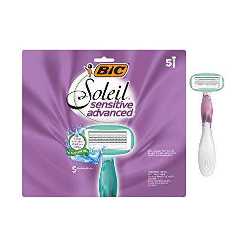 BIC Soleil Sensitive Advanced Women’s Disposable Razor, Five Blade, Count of 5, For a Flawlessly Smooth Shave