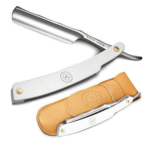 Best Stainless Steel Straight Razor - Shave Ready Straight Edge Razor, Stainless Steel + Powdered Steel Straight Razor for Men, Barber Approved Straight Razor, Leather Case, Close Shave, Great Gift