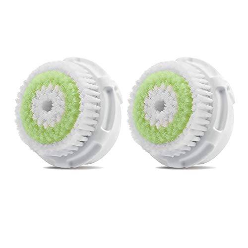 Facial Cleansing Brush Heads Replacement, Facial Cleansing Brush Head, Exfoliator Facial Brush Heads, for Acne Prone, Clogged and Enlarged Pores Skins (Green/2Pack)