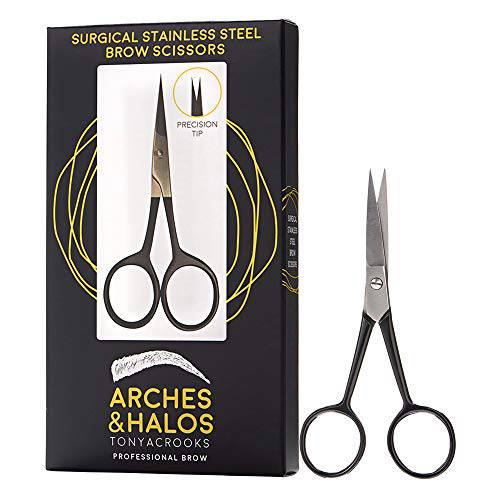 Arches & Halos Surgical Stainless Steel Eyebrow Scissors - Precisely Trim Brows - Remove Unwanted Hairs - Ophthalmologist and Dermatologist Tested - 1 Pc