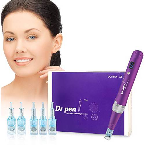 Dr. Pen Ultima X5 Professional Kit - Authentic Multi-function Electric Wireless Beauty Pen - Skin Care Kit for Face and Body - 12pins x2 + 36pins x3 Cartridges