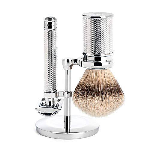 MÜHLE Chrome Silvertip Badger Safety Razor (Closed Comb) Shaving Set - Perfect for Every Day Use, Barbershop Quality Close Smooth Shave