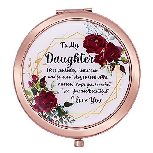 OHSunFLower2 to My Daughter Rose Gold Compact Mirror Gift for Daughter from Mom and Dad on Wedding Day, Daughter Gifts for Graduation Birthday Christmas