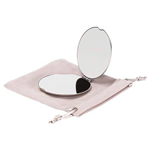 Dynippy Compact Mirror Mini Stainless Steel 【Not Glass 】 Makeup Pocket Mirror for Purses Sturdy and Resistant Small Portable Hand Mirror Double-Sided Mirror for Man Woman Girls (Round, Silver)