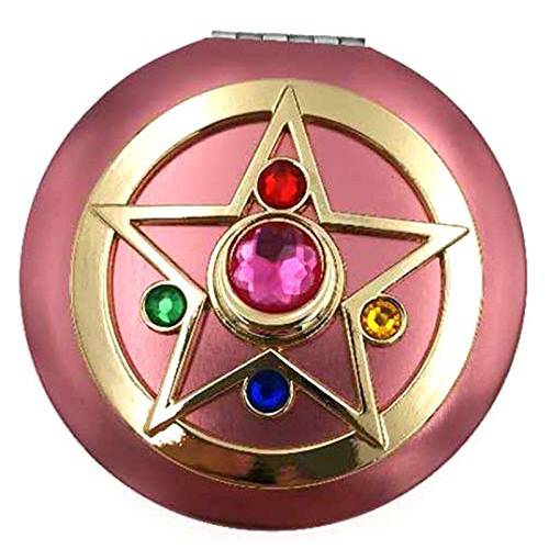 MIAO WU Makeup Compact Mirror Personal Makeup Mirror Portable Travel Handheld Foldable Double Sided Mirror with Crystal Star