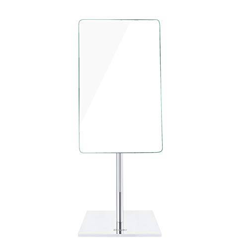 DOWRY 5X Tabletop Magnifying Makeup Mirror Adjustable Rectangular Vanity Mirror for Bedroom 304 Stainless Steel Polished Chrome