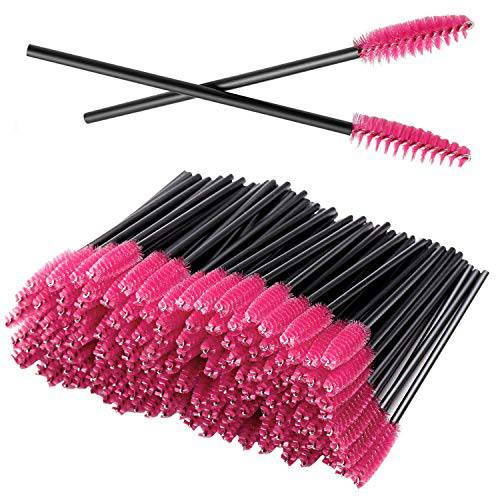 100PCS Disposable Eyelash Mascara Brushes for Eye Lashes Extension Eyebrow and Makeup(Rose)