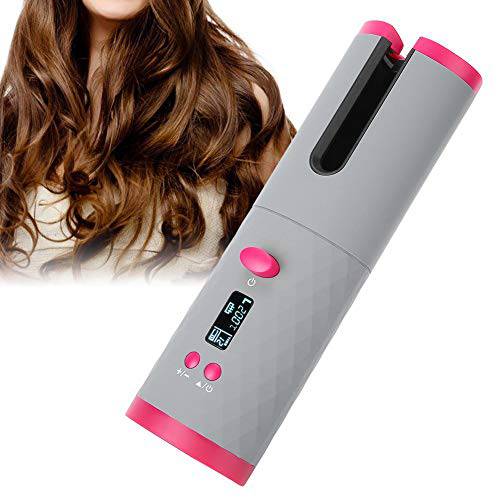 Cordless Auto Hair Curler, USB Charging Curling Iron, Portable Fast Heating Ceramic Barrel with Adjustable Temperature, Automatic Anti-Tangle Hair Curling Wand Hair Styling Tool