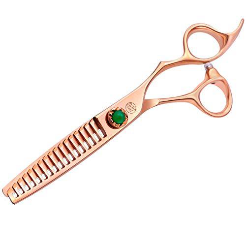 Moontay 6 Hair Texturizing Scissors, Professional Hair Thinning Blending Chunking Shears for Barber and Home Haircut, Jewelled Dial, Japanese 440C Stainless Steel, Cutting Ratio 40%-50%