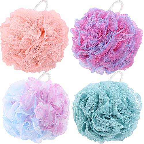 75g/pcs Bath Puffs, Large Body Exfoliating Loofah Shower Sponges for Men and Women Showering - Set of 4