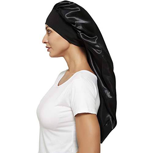 Braid Bonnet for Sleeping, Wide Elastic Band Satin Hair Wrap Sleeping Cap for Women Cap for Braids, Curly, Long Hair by Wbfwbb