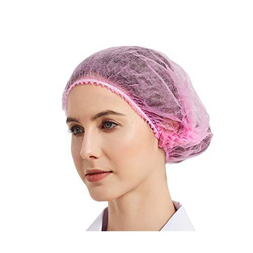 ProtectX Disposable Bouffant (Hair Net) Caps Hair Head Cover Nets 21” (Pink 100 pack)