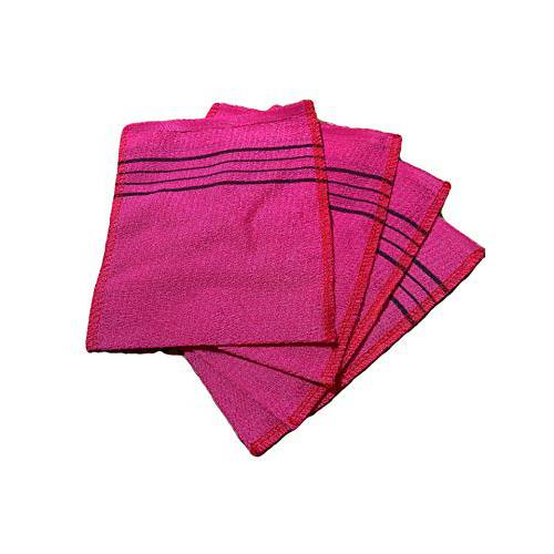 Korean Asian Exfoliating Bath Washcloth Towel 4pcs(Red) GOLDSANGSA