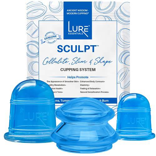 Lure Anti Cellulite Cupping Therapy Set - Massager Cupping Kit with 3 Silicone Massage Cups - Cellulite Cupping Sets Use with Cellulite Oil - Sculpt Shower Silicone Cupping Set