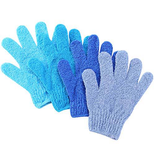 Slick- Exfoliating Gloves, 4 Pcs, Skin Exfoliator for Body, Shower Gloves, Scrub Gloves Exfoliating, Exfoliating Body Scrub Gloves, Shower Accessories for Women, Exfoliation Mitt, Bath Gloves