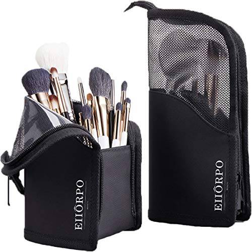 EIIORPO Makeup Brush Organizer Bag Travel Cosmetic Holder Bag Waterproof Dust-free Pencil Cup Holder Case with Zipper
