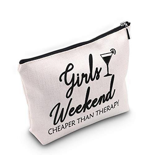 TSOTMO Girls Weekend Gift Girl Makeup Bag Girls Weekend Cheaper Than Therapy Bag Cosmetic Bags Travel Pouches Toiletry Bag Cases Travel gifts for Best Friends (Girl Weekend)