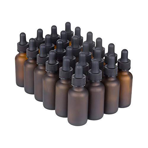 7 Colors Available - The Bottle Depot Bulk 24 Pack 1 oz Black Glass Bottles With Dropper Wholesale Quantity for Essential Oils, Serums with Pretty Frosted Finish to Protect and Preserve Quality