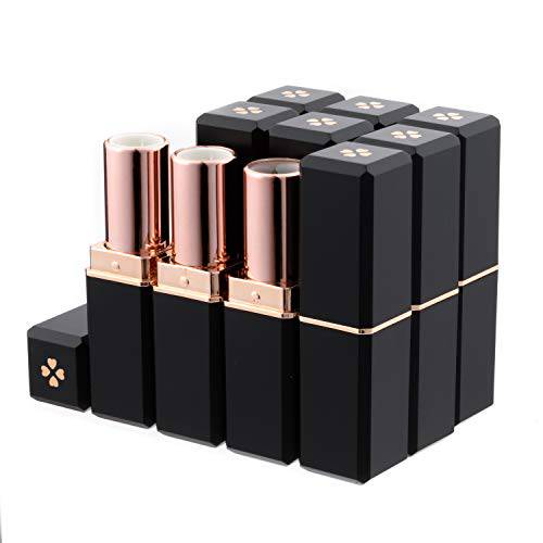 Allwon 10Pcs Black Empty Lipstick Tubes DIY Lip Balm Container (Square Tube)
