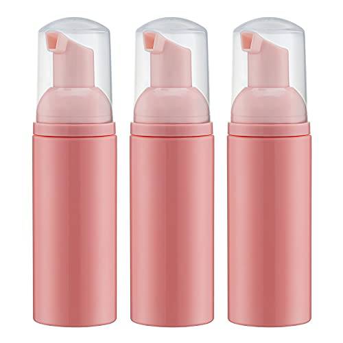 Tekson Soap Foam Bottle (Pink Pump), Empty Travel Foaming Lash Shampoo for Cleanser, Dispenser (60ml, 2 fl oz)