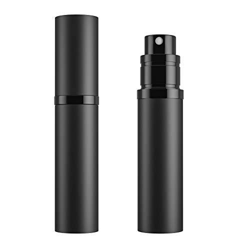 Refillable Perfume Bottle Atomizer for Travel,Portable Easy Refillable Perfume Spray Pump Empty Bottle for men and women with 5ml Mini Pocket Size (Black)