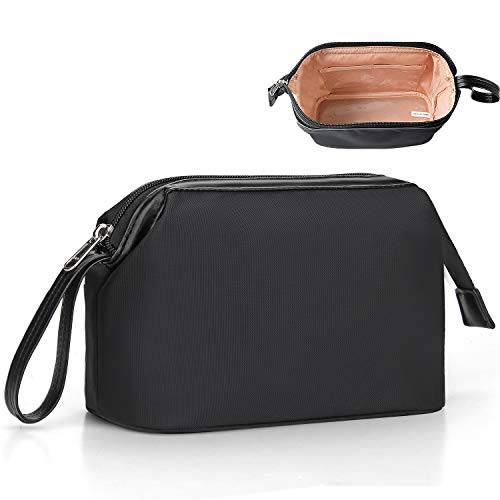 OCHEAL Travel Makeup Bag, Small Cosmetic Bags for Women,Large Capacity Portable Cosmetic bag Storage Organizer for Purse Everyday Use (Small,Black)