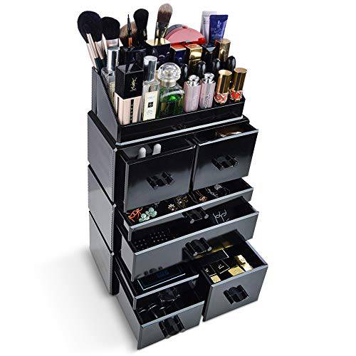 InnSweet Makeup Organizer Acrylic Cosmetic Storage Drawers and Jewelry Display Box, 4 Pieces Makeup Holders, Clear