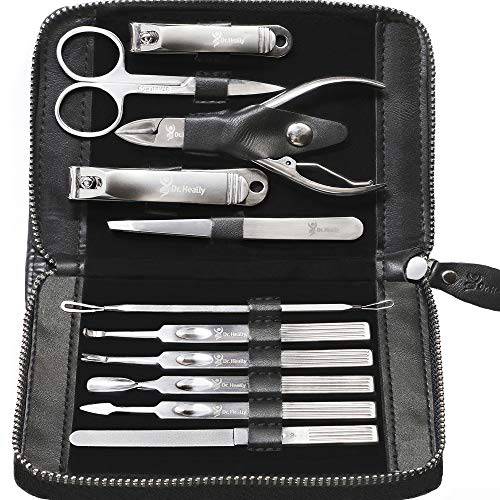 Dr.Heally Manicure Set Professional Pedicure Kit 11 Pieces Stainless Steel Cuticle and Nail Care Tools Grooming Kit for Man Women Travel Case