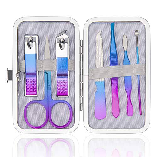 CGBE Manicure Set Nail Clippers Pedicure Kit Men Women Grooming kit Manicure Professional Tools Gift 7Pcs with Luxurious Travel Case