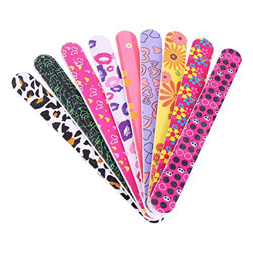 Lurrose 50pcs Printing Emery Boards Double Sided Nail File Buffers Manicure Tools (Random Pattern)