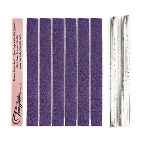 Tammy Taylor Peel N’ Stick Purple Terminator 100g File | Professional, Salon Grade Manicure File | Washable & Disinfectable with Emery Board (25pcs)