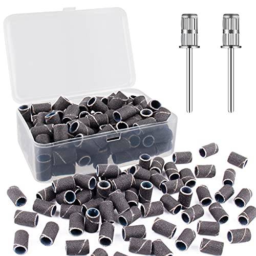 240 professional nail sanding bands for nail drill,drill sanding band with storage box,include 100 superfine grinding wheel sand bands and 2 pieces mandrel for most size 3/32 nail drill machine
